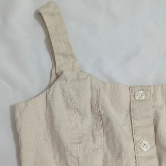 Banana Republic Denim Button Bustier Top, Color Ecru Size 2 - Picture 4 of 10